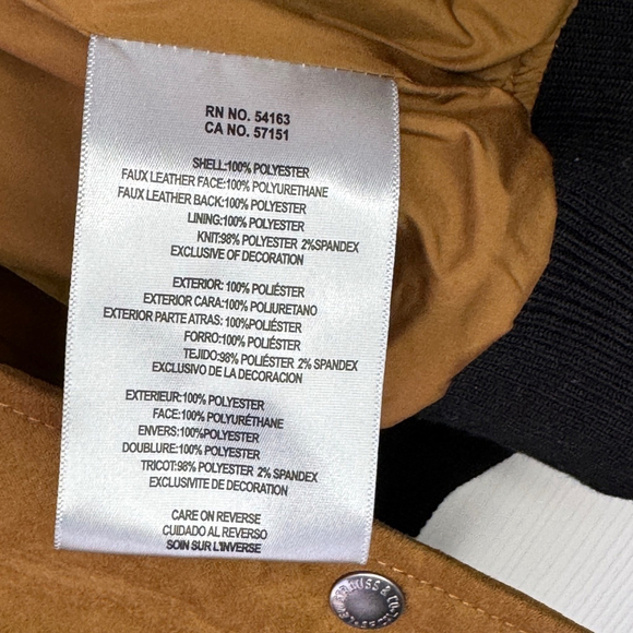 Levi’s Women's Mixed Media Varsity Bomber Jacket, Tan NWT XS - Picture 6 of 12